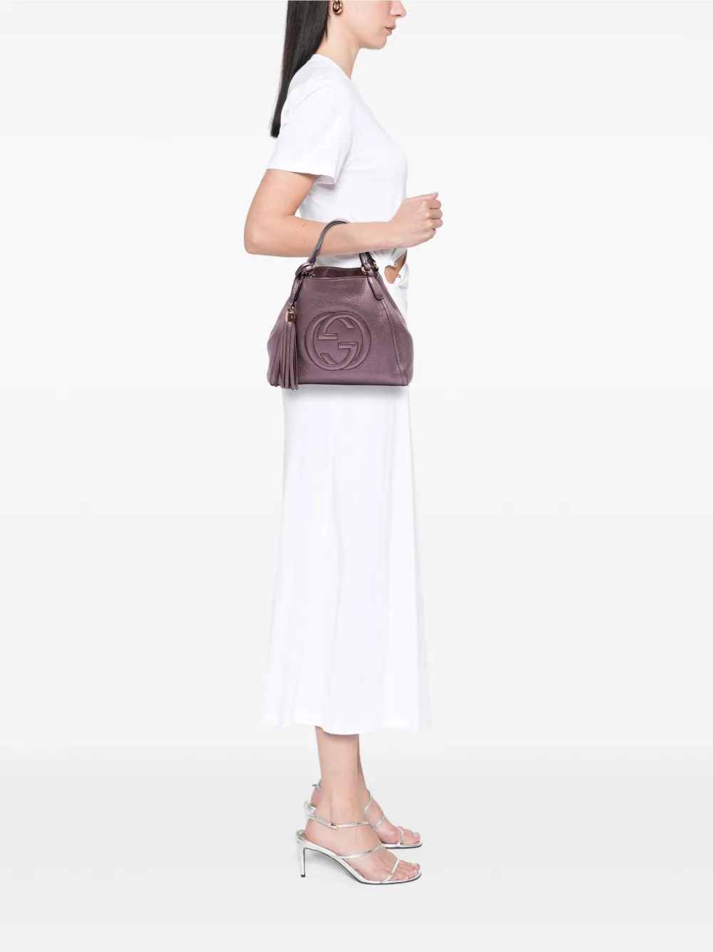 Gucci Pre-Owned 2016-2025 Small Metallic Leather Soho satchel | Purple | Image 1