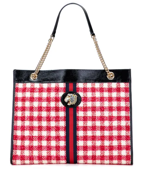 Gucci Pre-Owned 2016-2025 Large Web Tweed Rajah tote bag