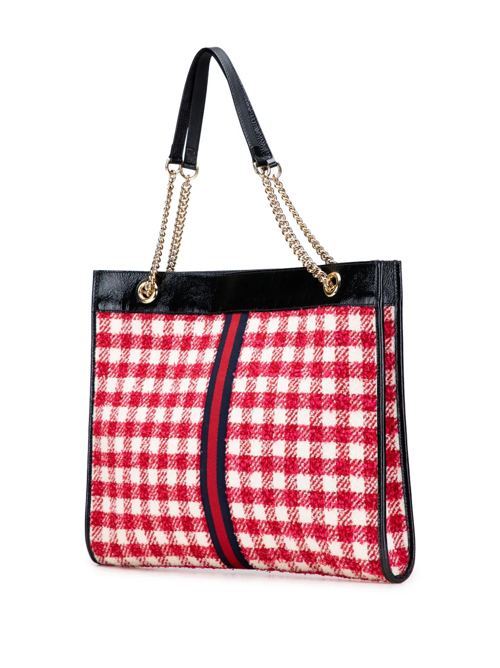 Pre-owned Gucci 2016-2025 Large Web Tweed Rajah Tote Bag In Multi