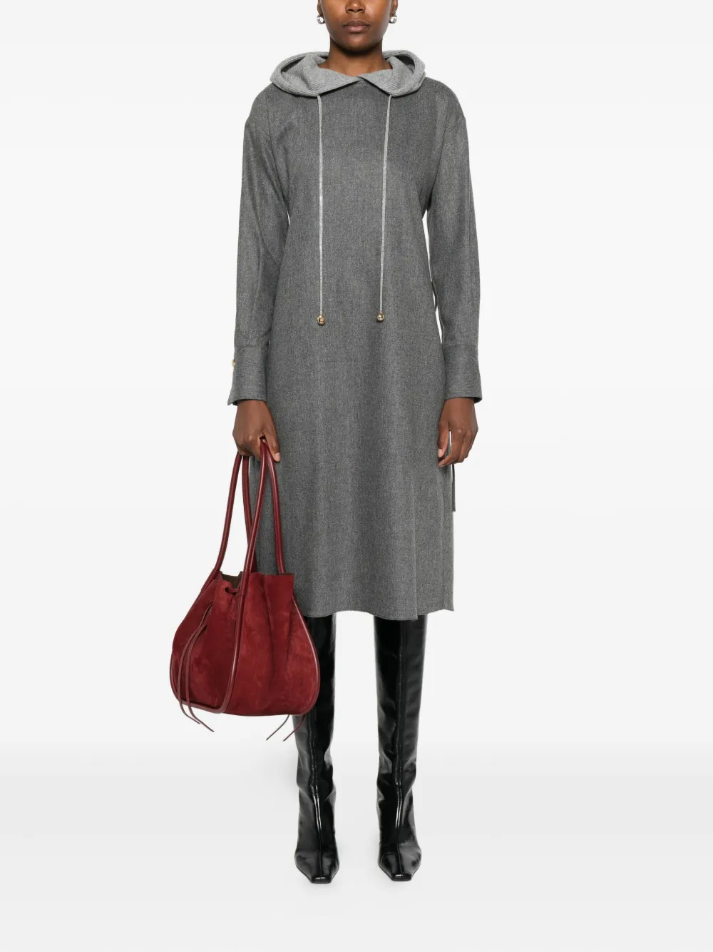 Fabiana Filippi Midi-jurk met capuchon - Grijs