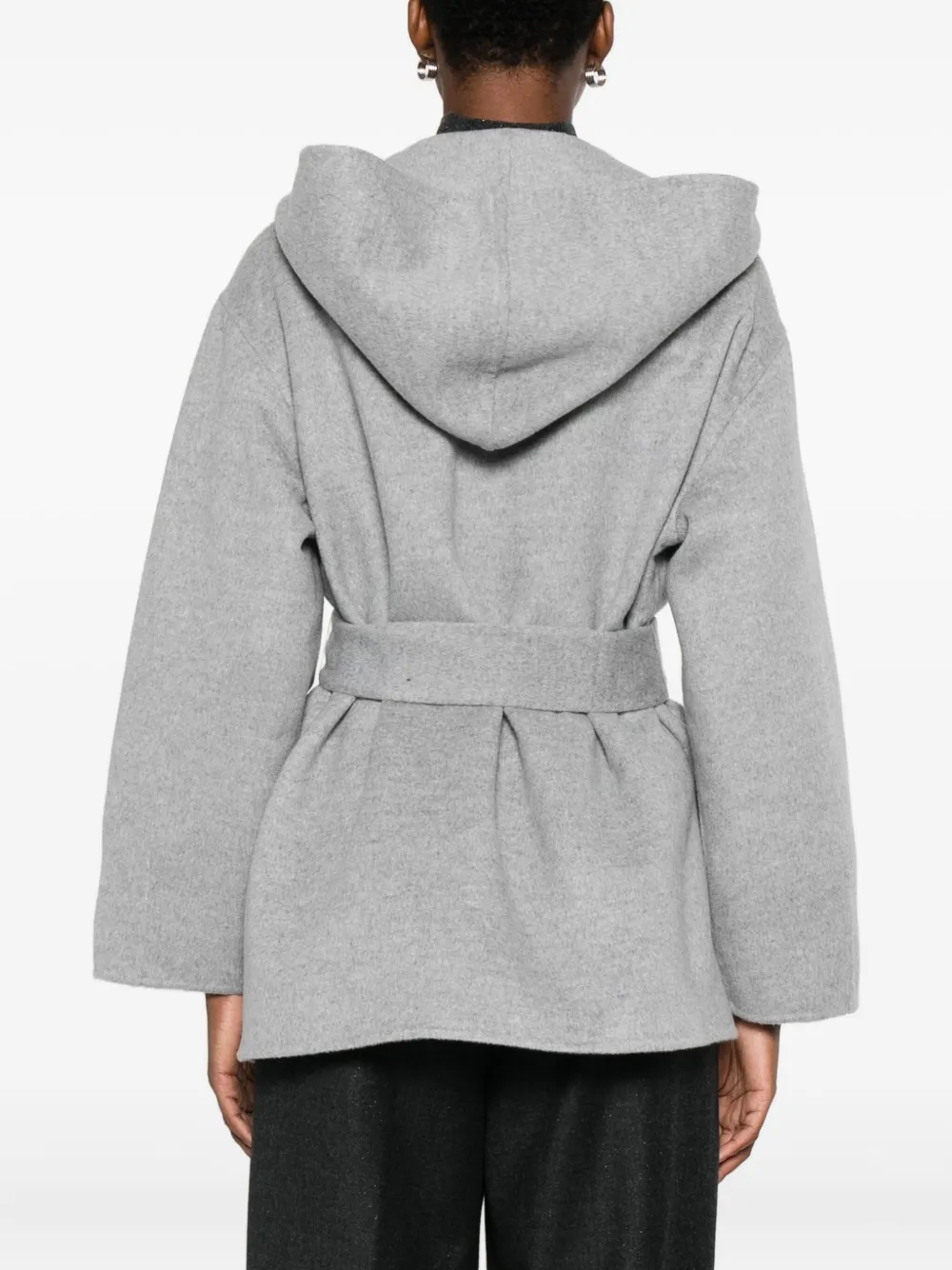 Fabiana Filippi Hooded Belted Jacket In Gray