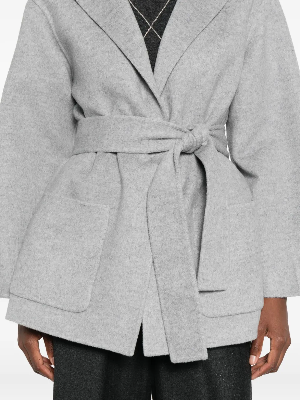 Fabiana Filippi Hooded Belted Jacket In Gray