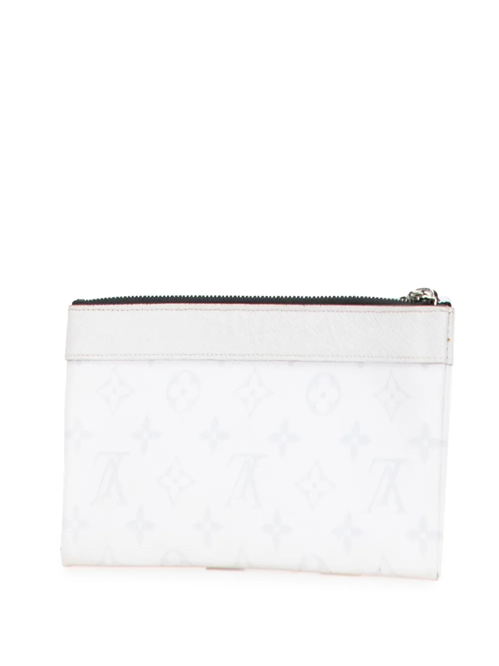 Pre-owned Louis Vuitton 2020 Monogram Taigarama Pochette Discovery Pm Clutch Bag In White