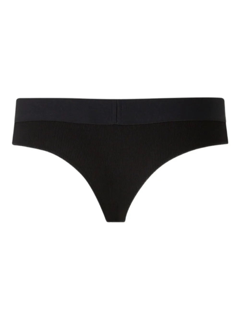 Off-White Geribbelde katoenen string met logo - Zwart