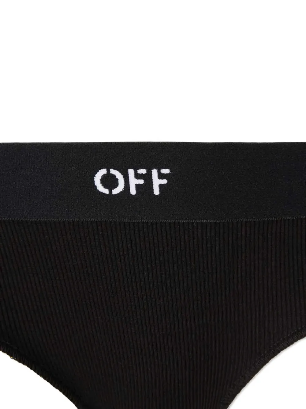 Off-White Geribbelde katoenen string met logo Zwart