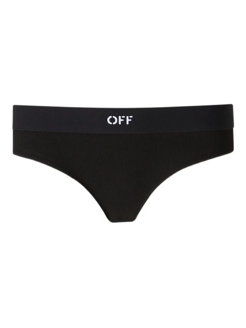 Off-White ribbed logo-detail cotton thong | Black | Image 1