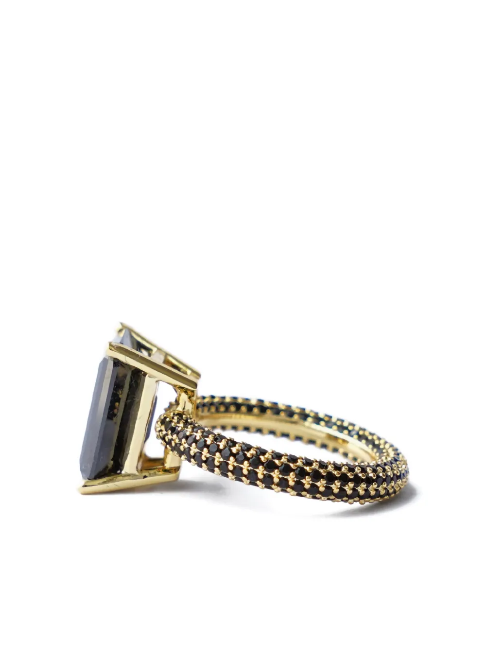 Izabel Display Mega rectangle-stone ring - Zwart