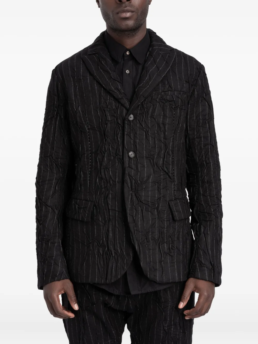 Masnada 细条纹西装夹克 | 黑色 | Image 1