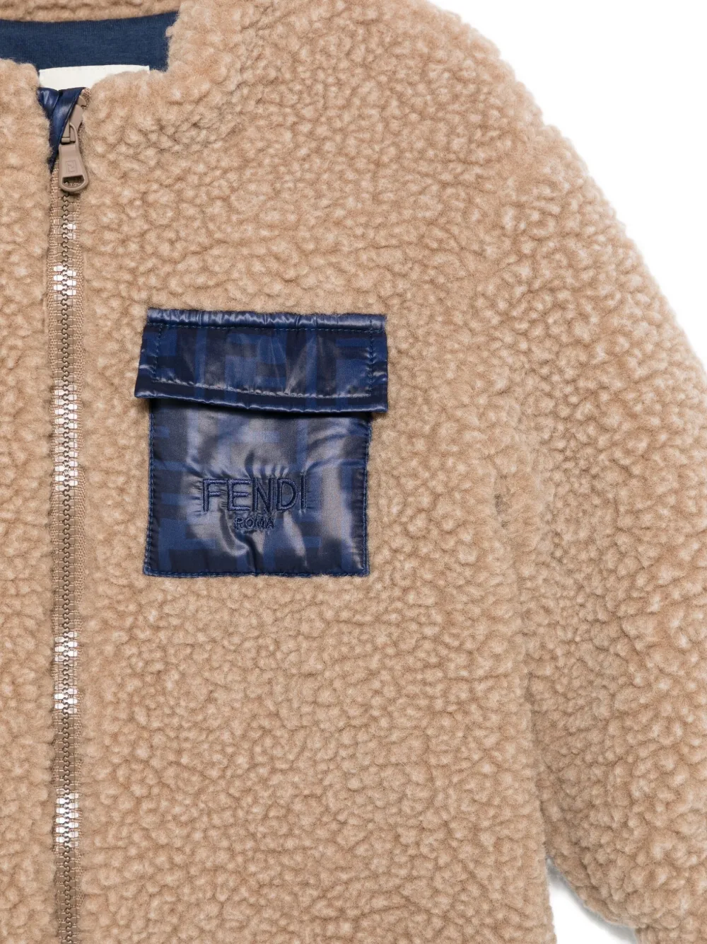 Fendi Kids Jack met rits en teddytextuur Bruin
