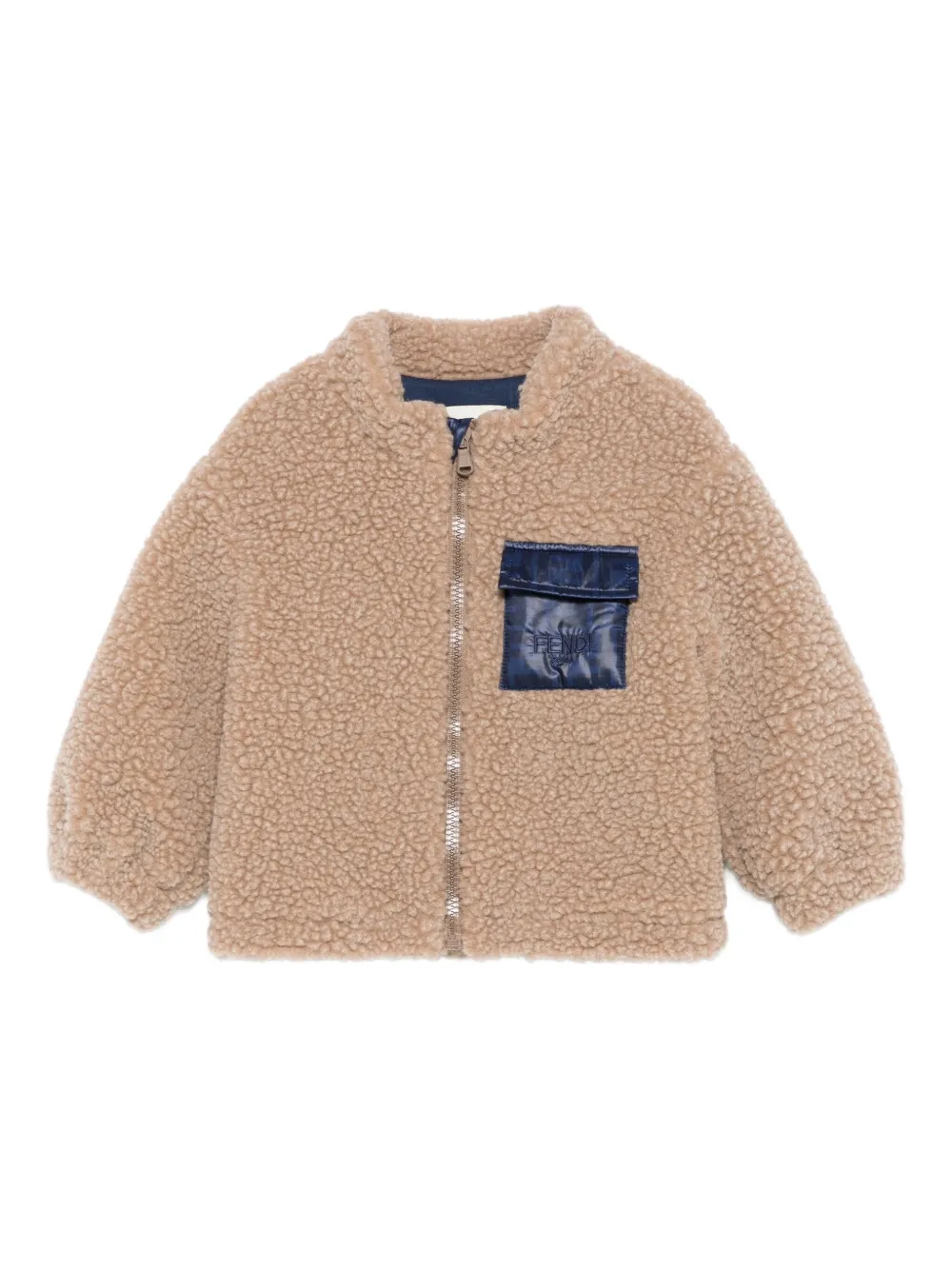Fendi Kids teddy-texture zip-up jacket Bruin