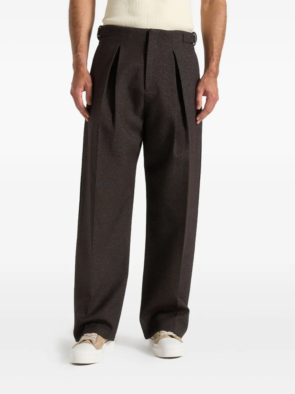 Manière De Voir pleated-front straight-leg trousers | Brown | Image 1