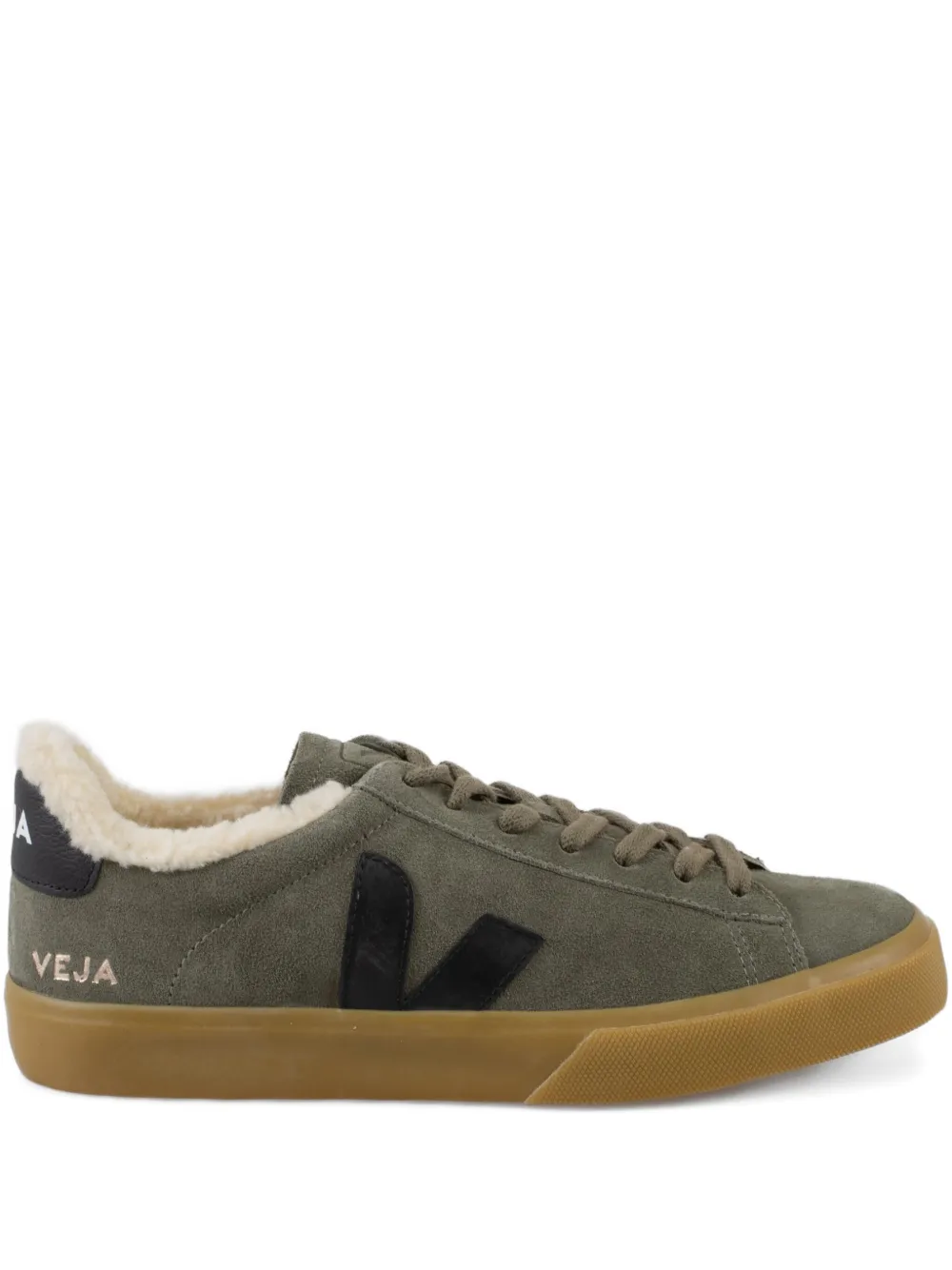 Veja Campo Suede Shearling Sneakers In Green