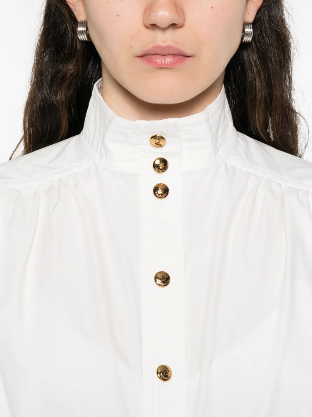Zimmermann Mock-neck Buttoned Blouse In White