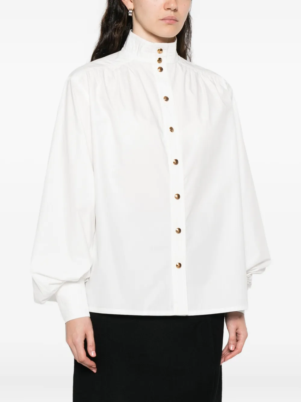 Zimmermann Mock-neck Buttoned Blouse In White
