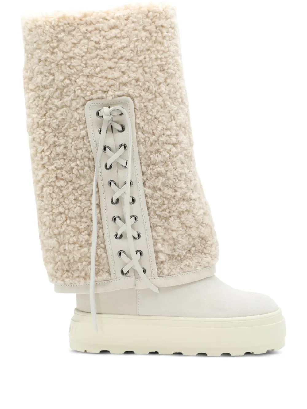 Casadei lace-up faux-shearling boots Neutrals