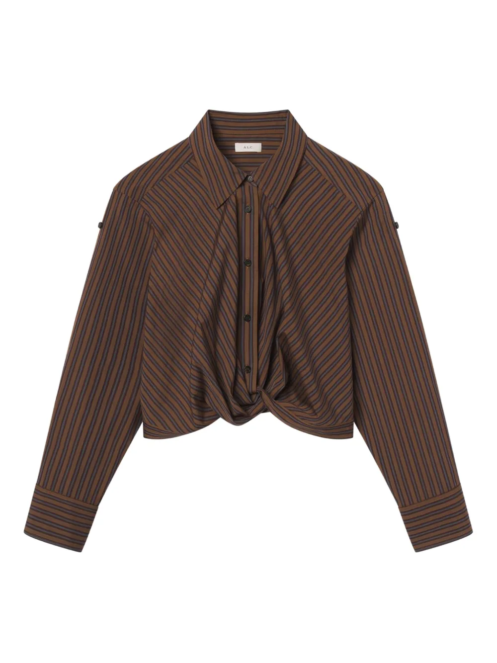 A.L.C. striped twist-front shirt | Brown | Image 1