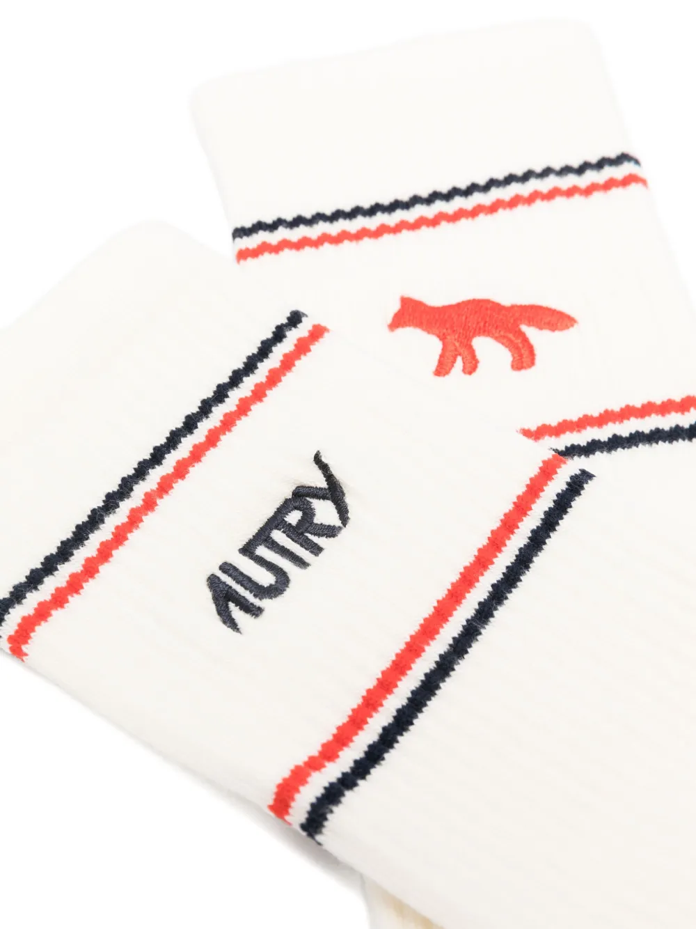 Autry Striped Logo Socks In White