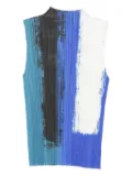 Issey Miyake pleated paint-effect tank top - Blue