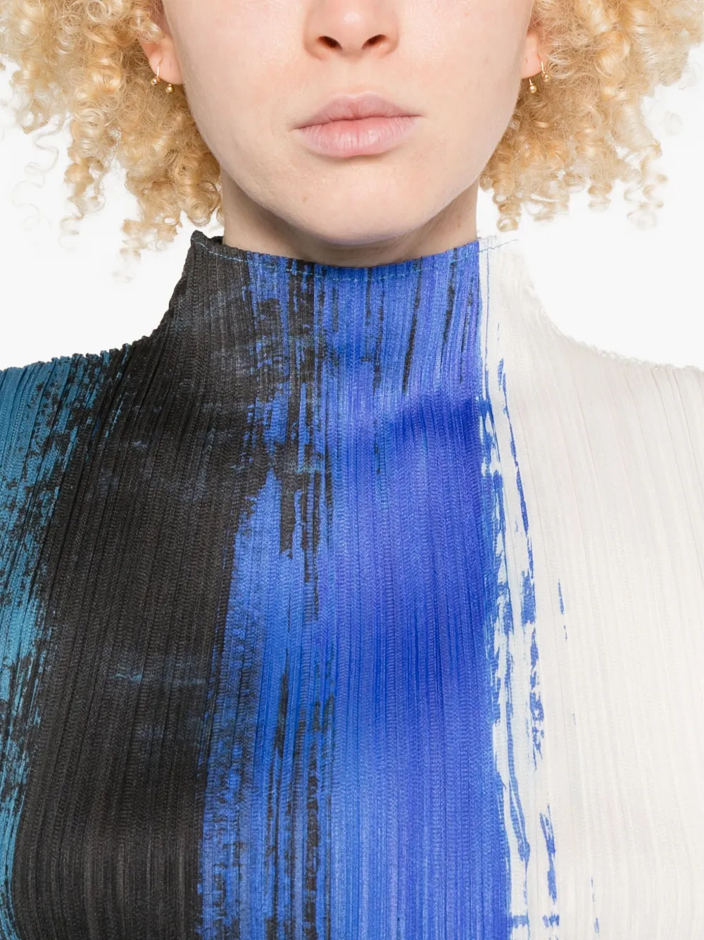Issey Miyake Pleated Paint-effect Tank Top In Blue