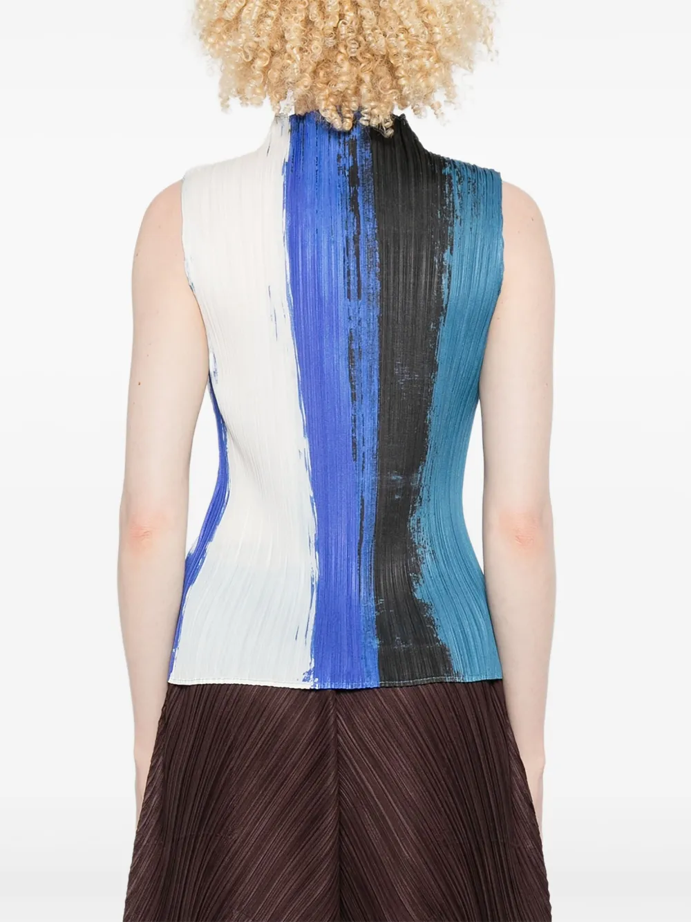 Issey Miyake Geplooide tanktop met geverfd effect Blauw