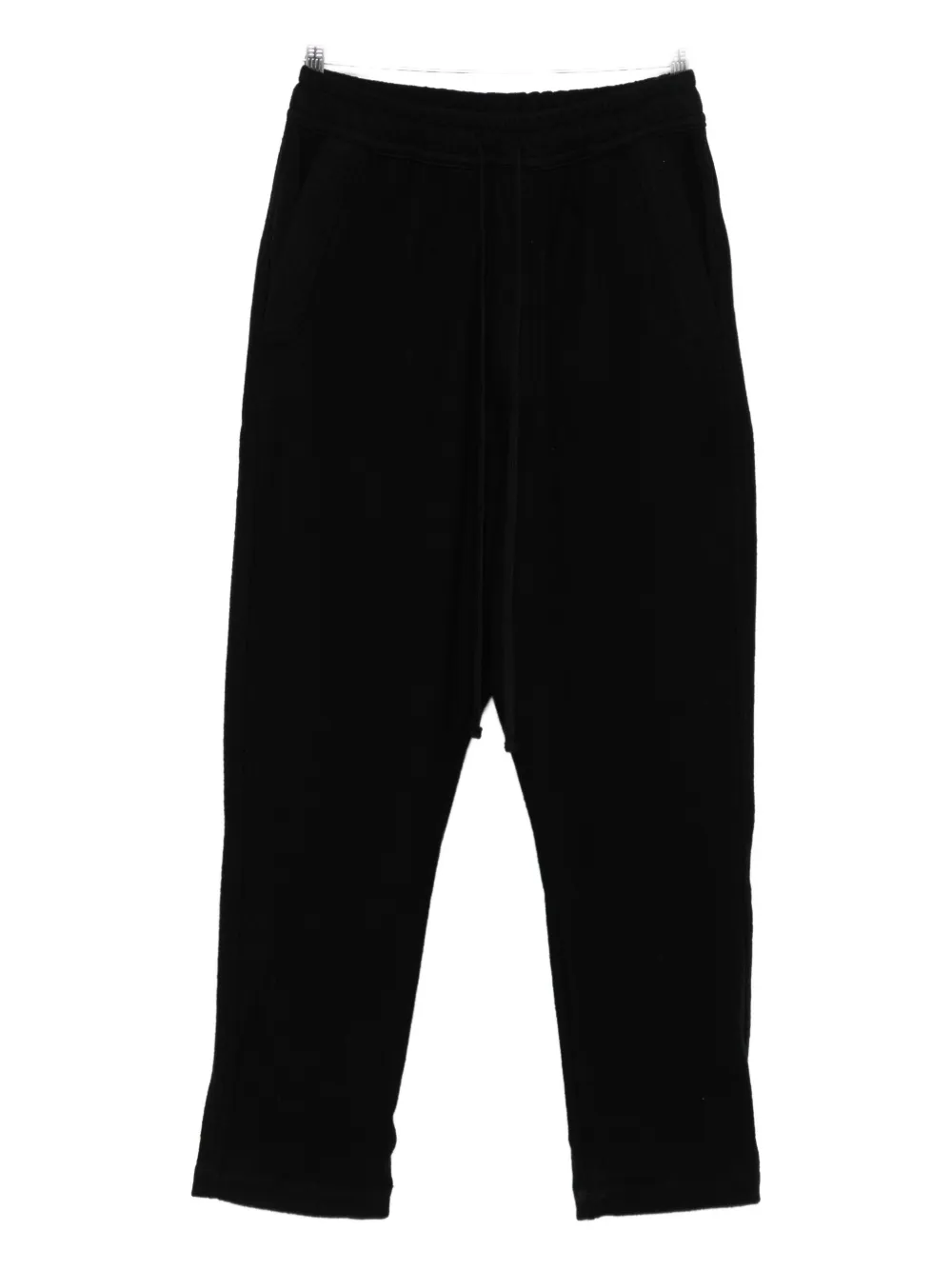 Thom Krom Drawstring Ribbed Cropped Trousers In Black