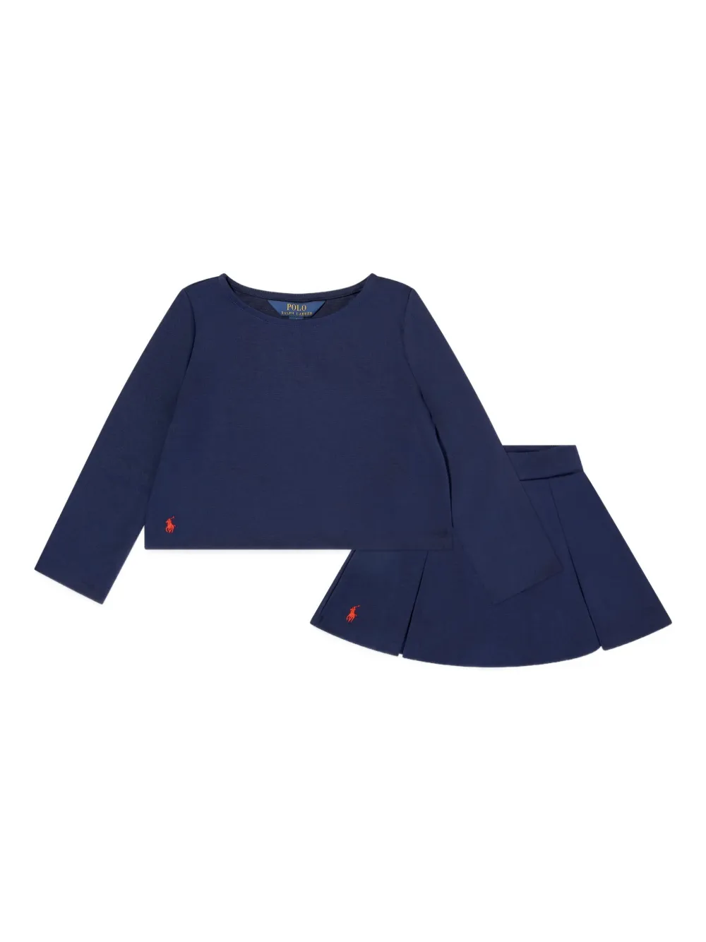 Polo Ralph Lauren Embroidered Logo T-shirt And Skirt Set In Blue