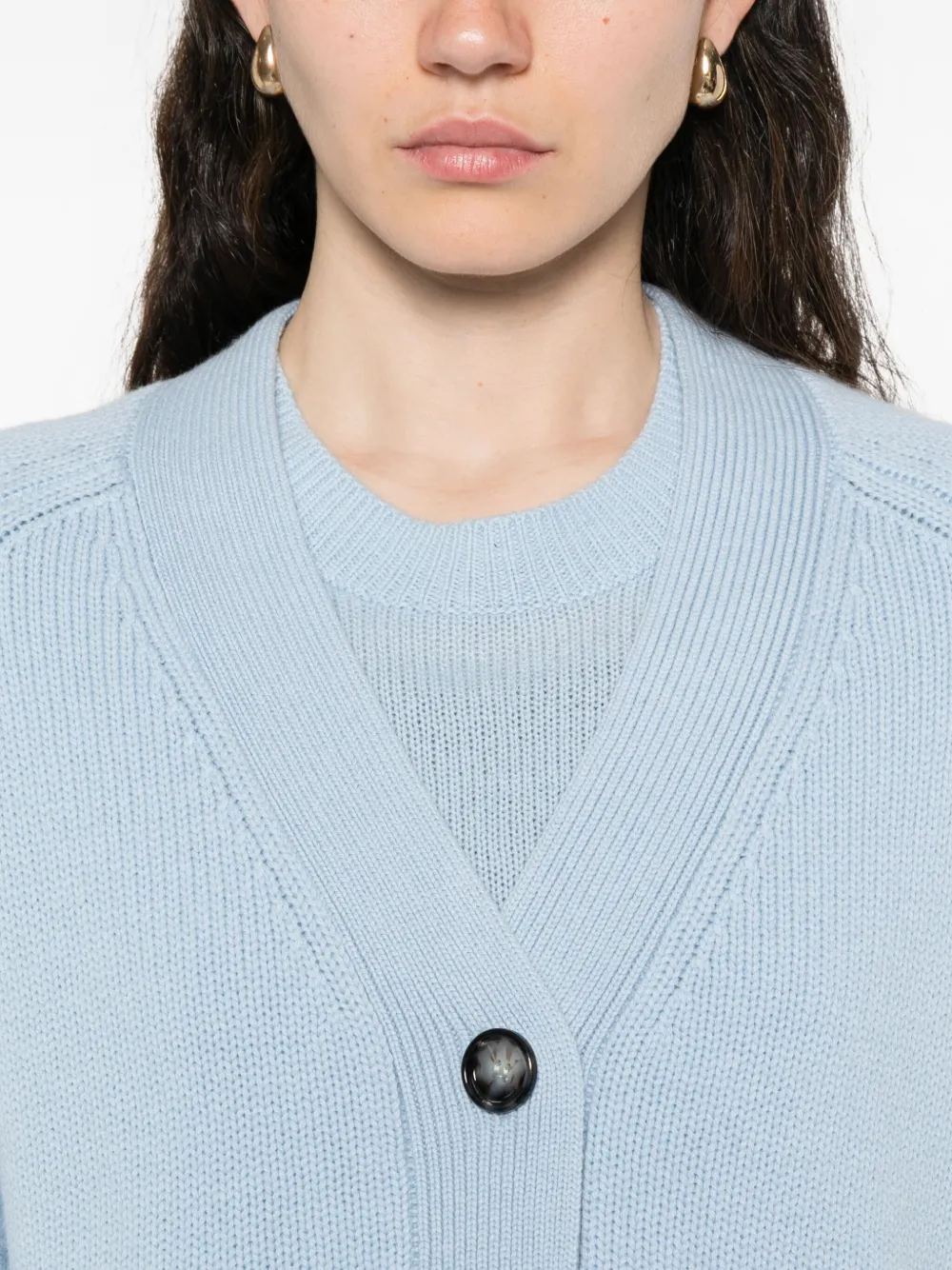 Allude Patch-pocket Button-up Cardigan In Blue
