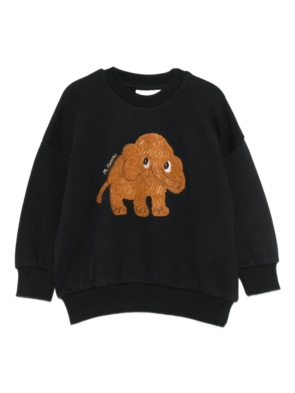 Mini Rodini Sweater met geborduurde olifant Zwart