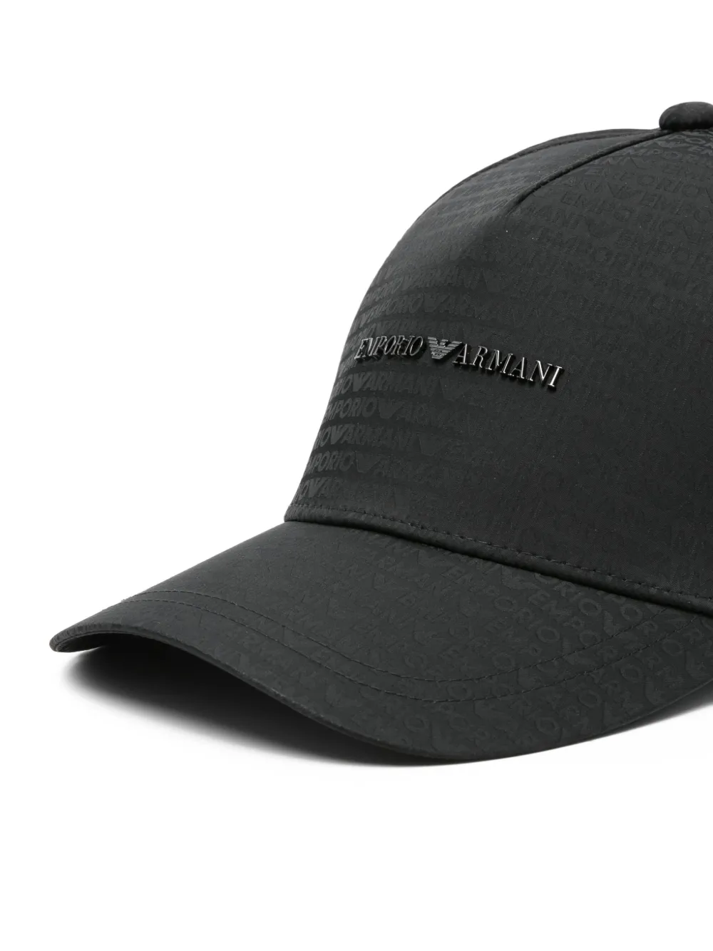 Emporio Armani Official Store Casquette De Baseball En Nylon Jacquard Avec Inscription Logo All Over In Black
