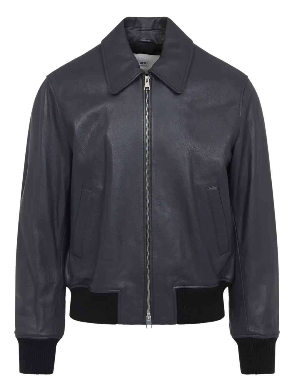 AMI Paris zip-front leather jacket | Grey | Image 1