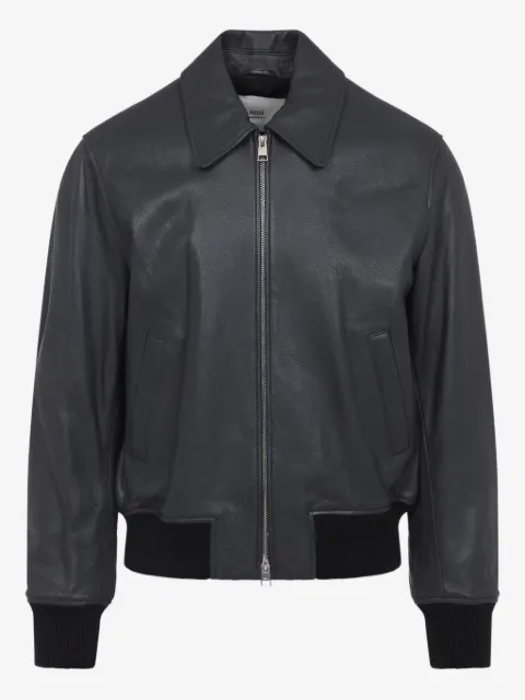 AMI Paris zip-front leather jacket