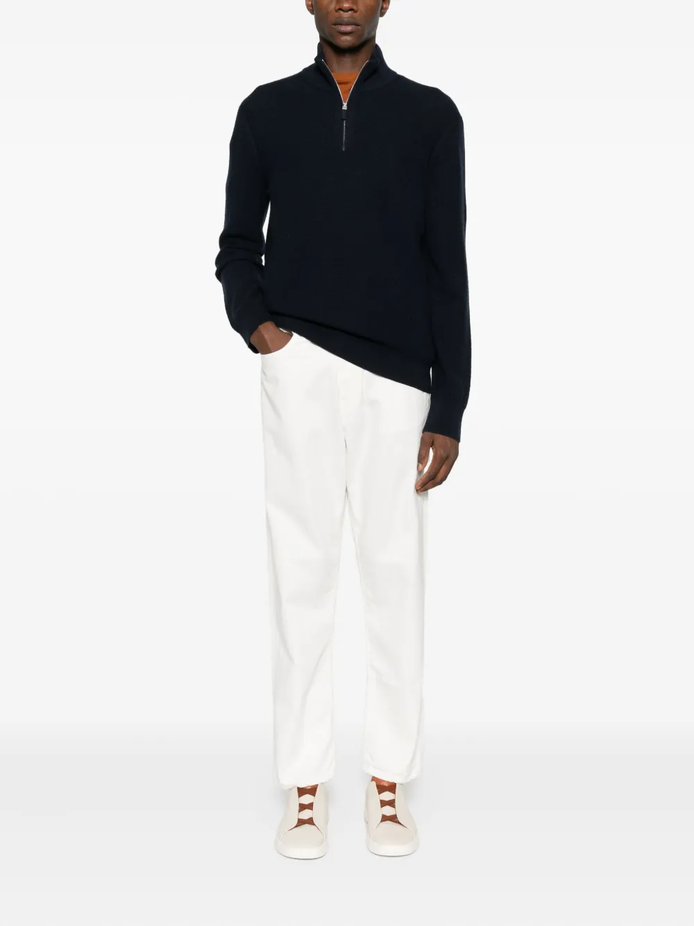 Zegna half-zip sweater - Zwart