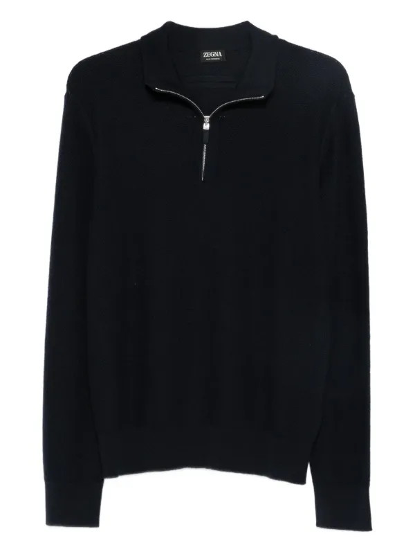 Ermenegildo Zegna　Half zip Ds Knit Zegna half-zip Sweater | Black | FARFETCH