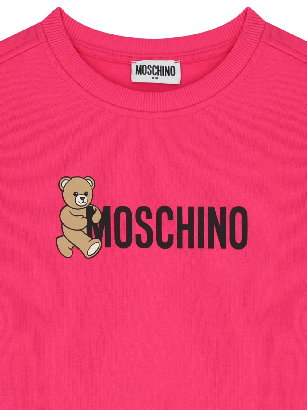 Moschino Kids Jurk met ronde hals en logo Roze