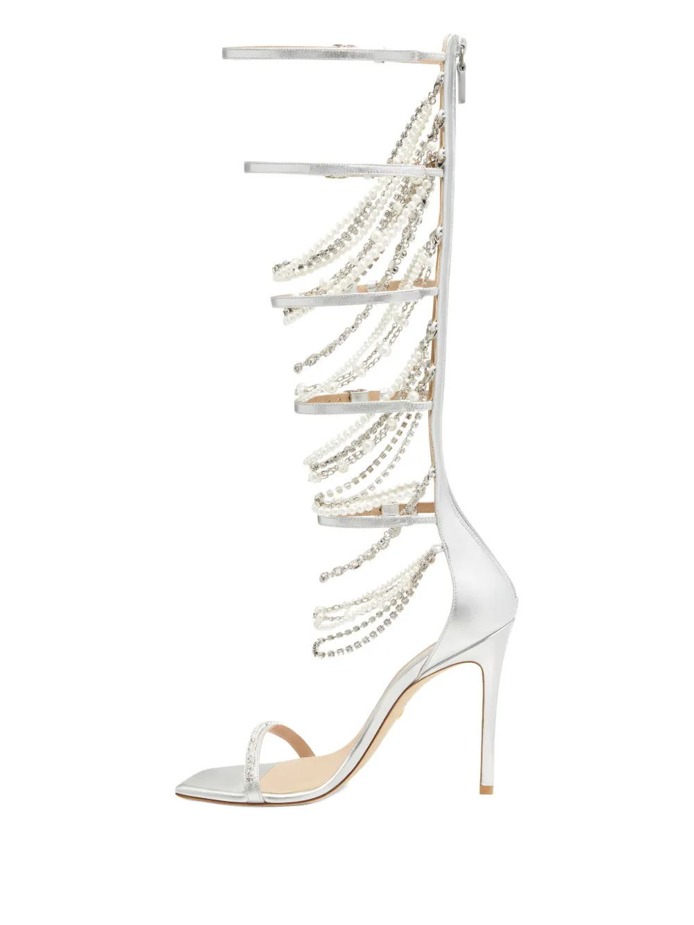 Stuart Weitzman 110mm Nudist Pearldrop Gladiator Sandals In Silver
