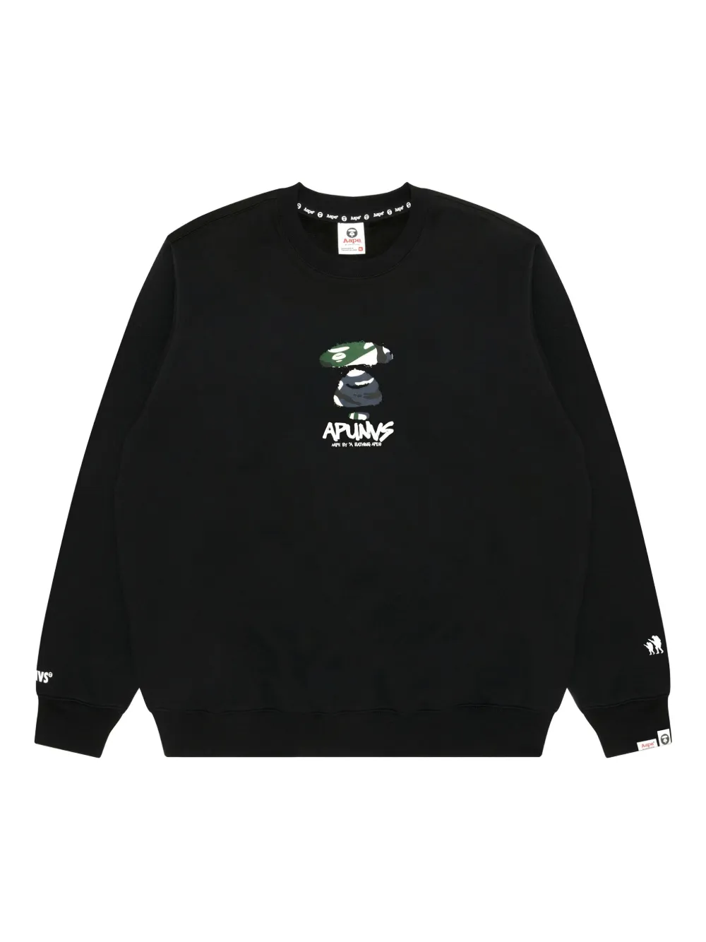 AAPE BY *A BATHING APE Sweater met ronde hals en print Zwart