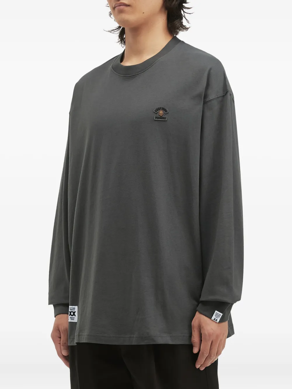 Fingercroxx Logo-patch Long-sleeved Sweatshirt In Gray
