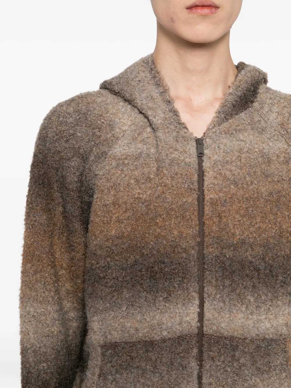 izzue Ombre gestreepte hoodie met rits Bruin