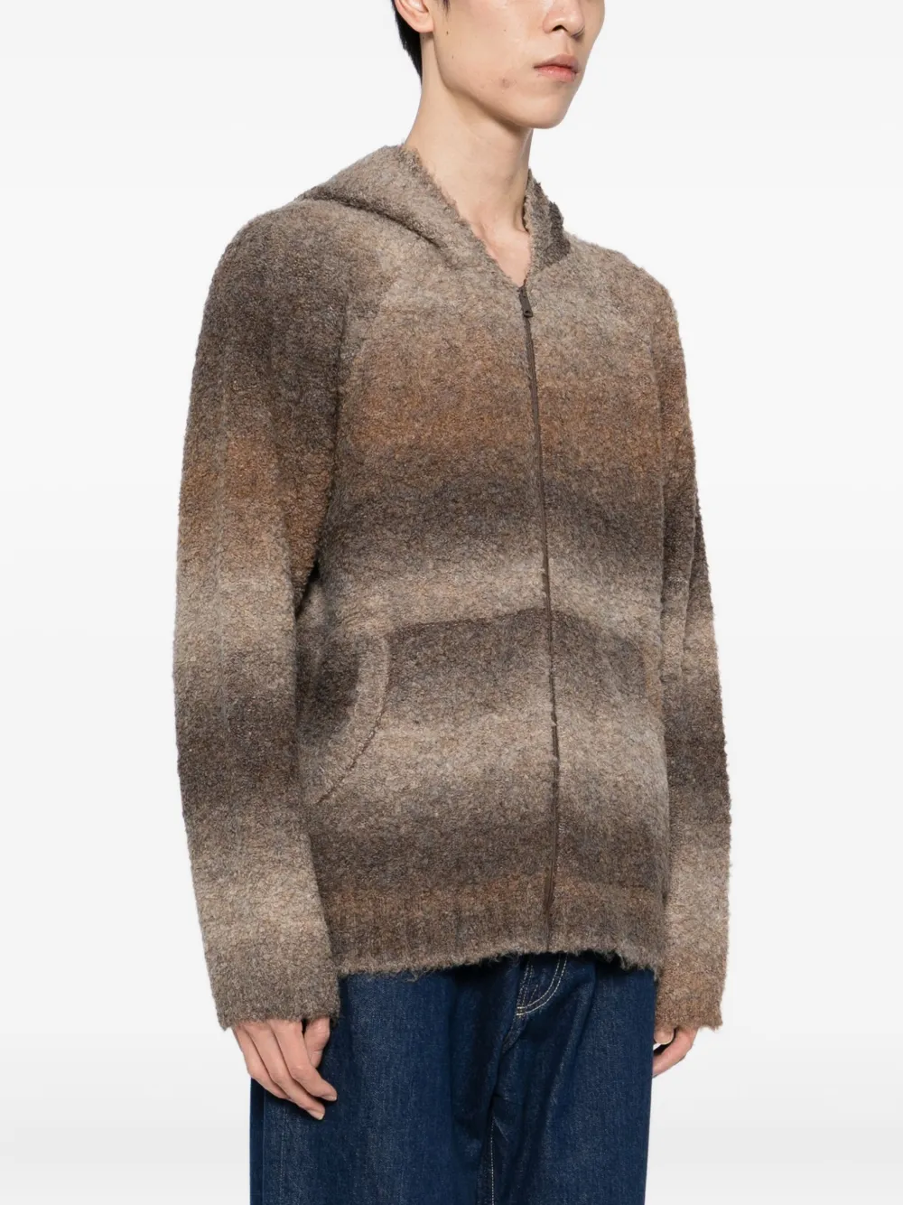 izzue Ombre gestreepte hoodie met rits Bruin