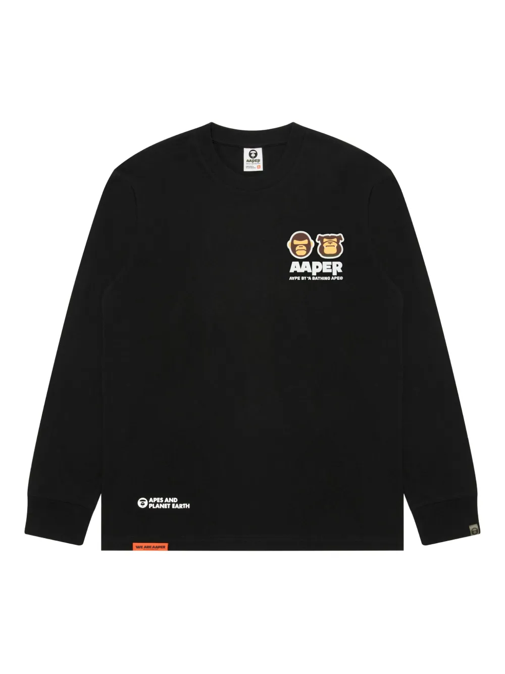 AAPE BY *A BATHING APE T-shirt met logo en lange mouwen Zwart