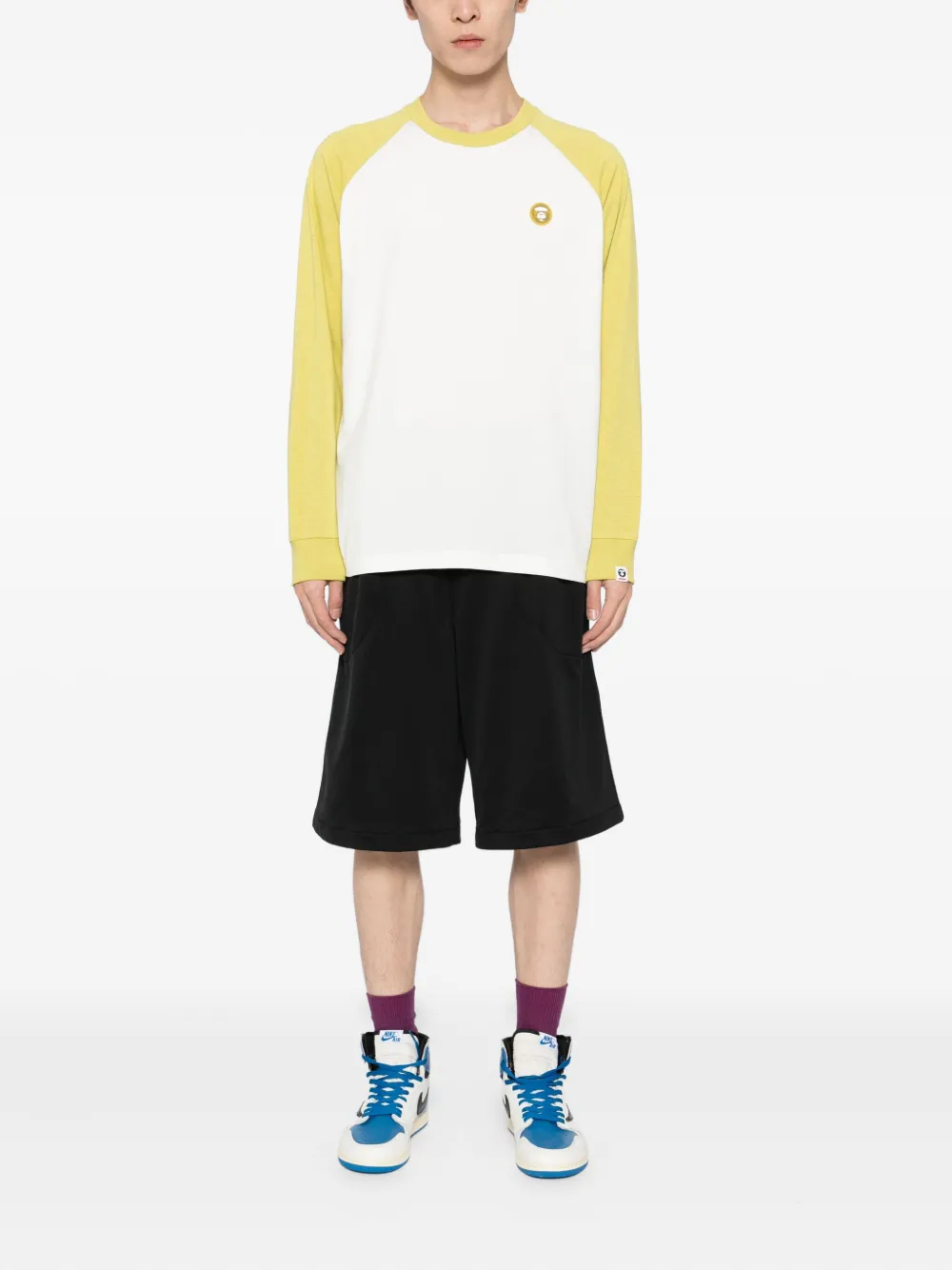 AAPE BY *A BATHING APE T-shirt met raglan mouwen en logo - Geel