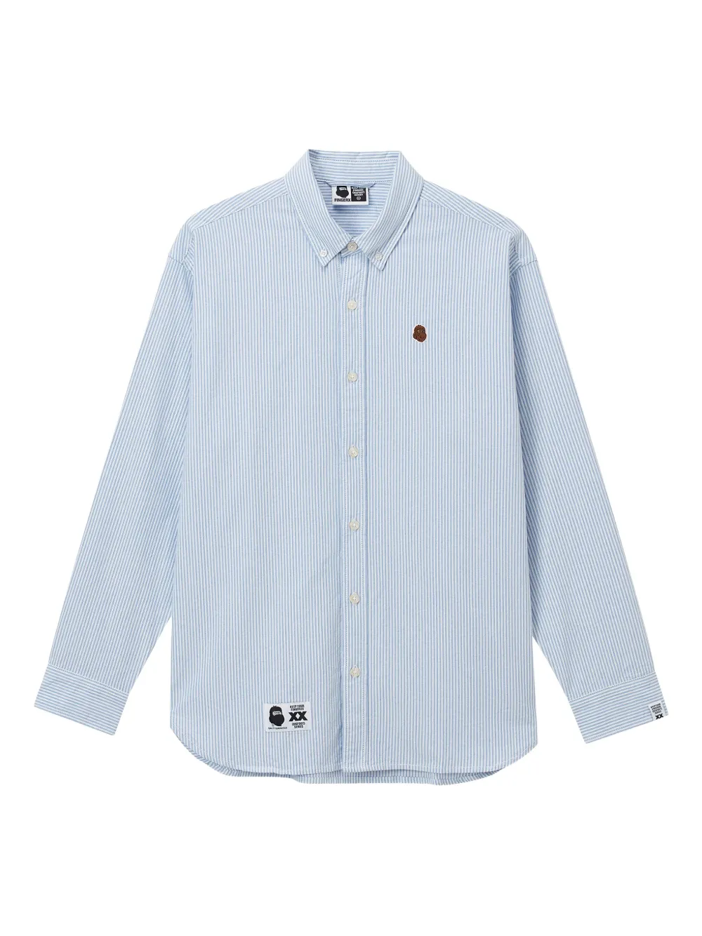 FINGERCROXX logo-patch striped shirt | Blue | Image 1