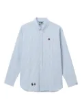 FINGERCROXX logo-patch striped shirt - Blue
