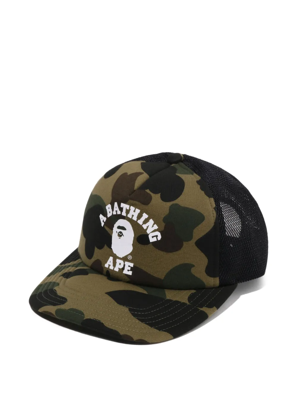 A BATHING APE Truckerpet met camouflageprint en mesh Groen