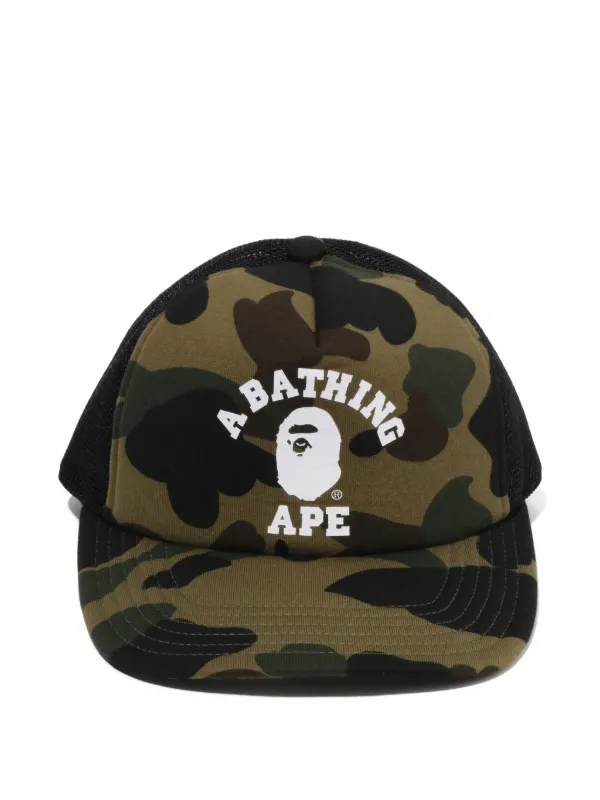 A BATHING APE® 迷彩印花网纱后背卡车司机帽| 绿色| FARFETCH CN