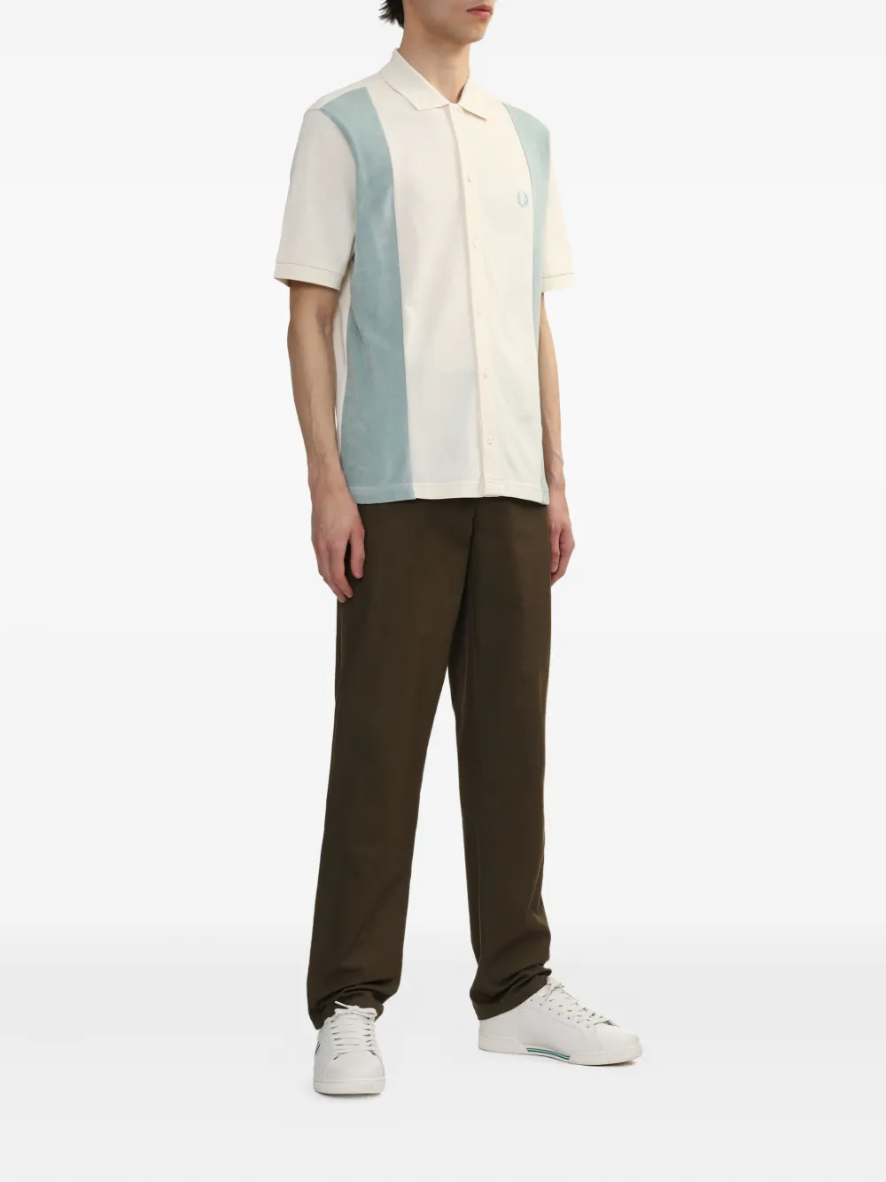 Fred Perry Overhemd met korte mouwen en badstof vlak - Grijs