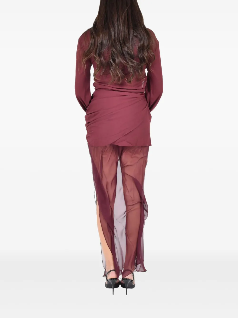 Nensi Dojaka Davina draped long-sleeve maxi dress - Rood