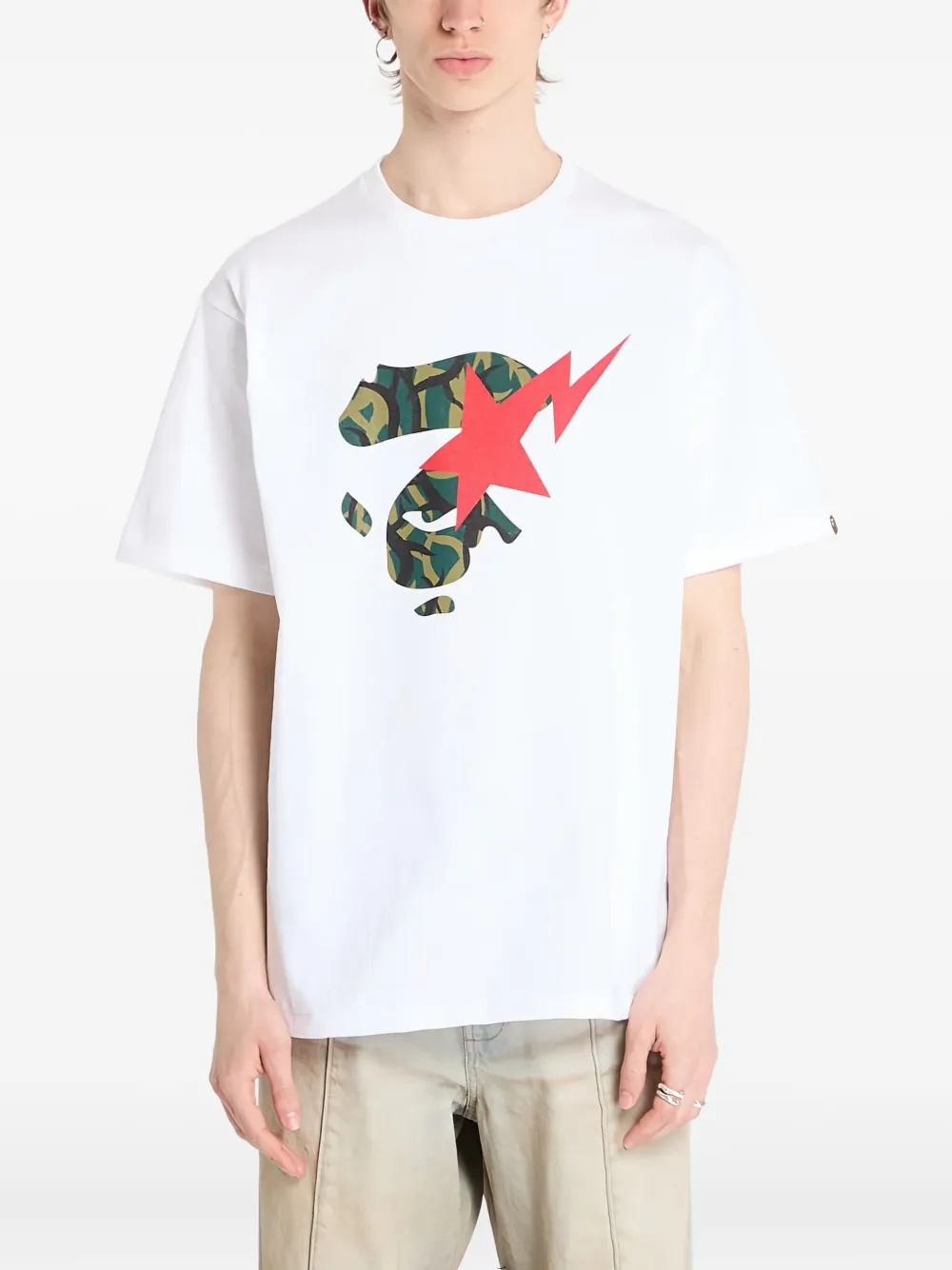 A BATHING APE Trial Camo-star T-shirt Wit