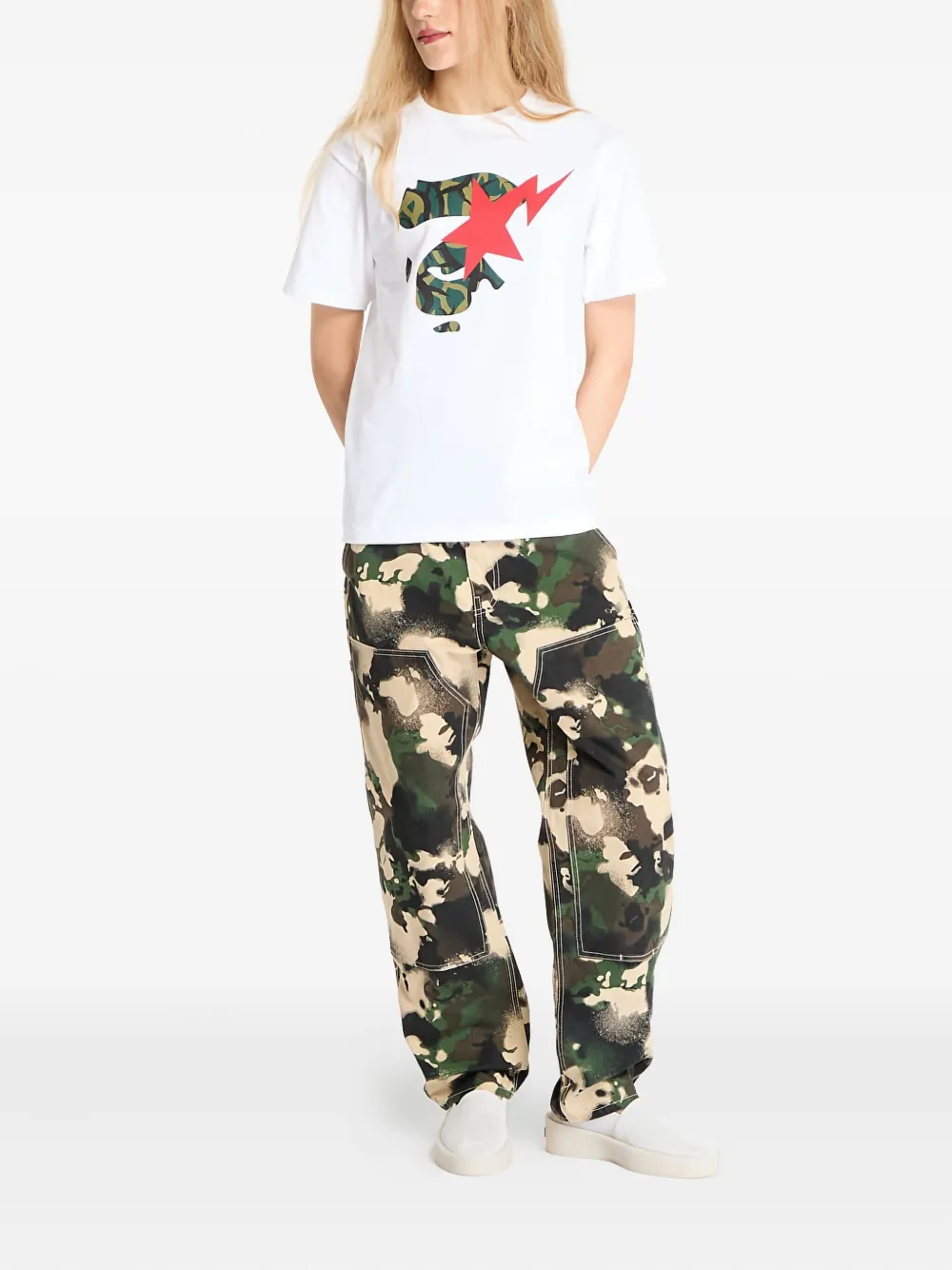 A BATHING APE Trial Camo-star T-shirt Wit