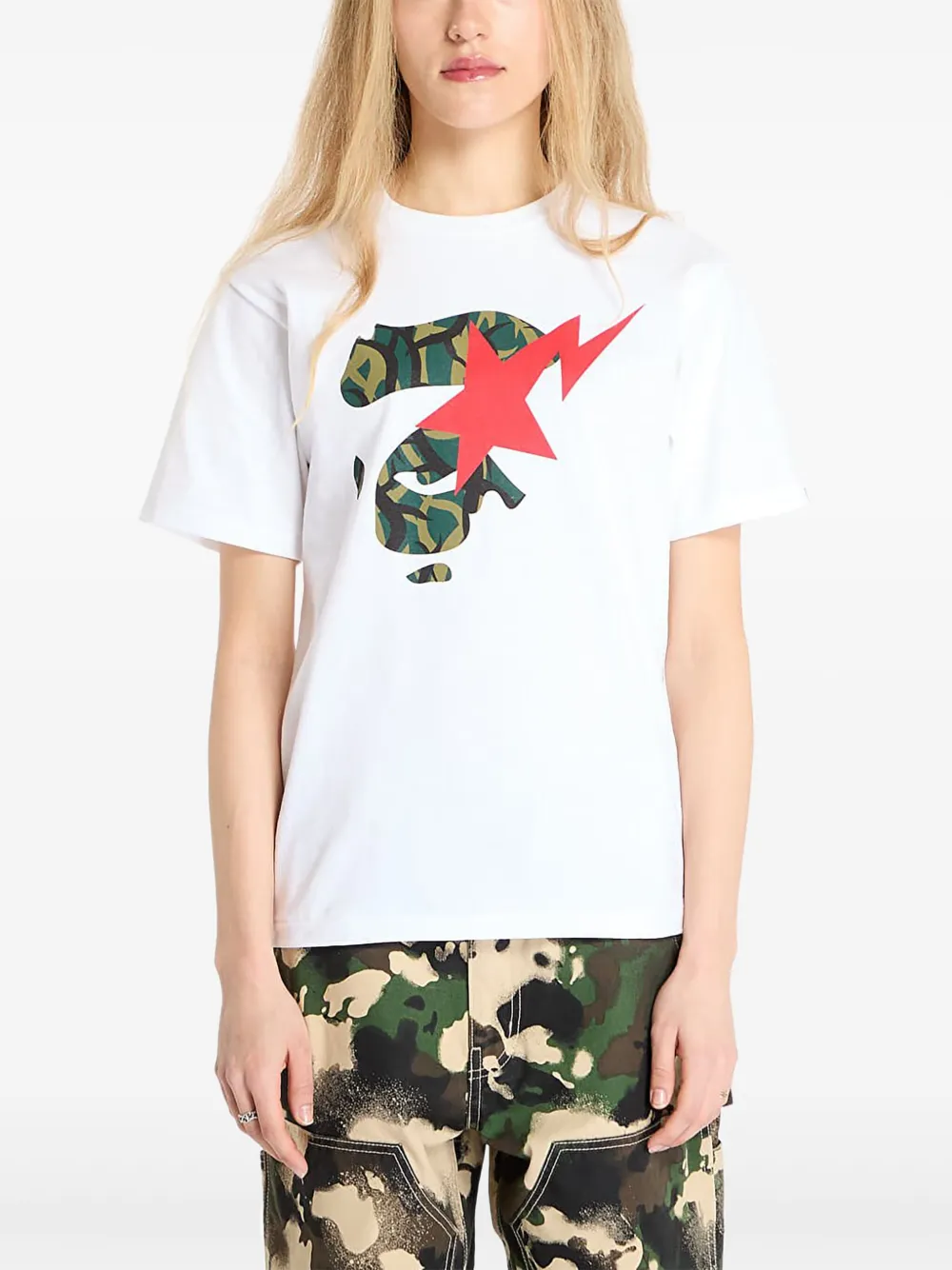 A BATHING APE Trial Camo-star T-shirt Wit
